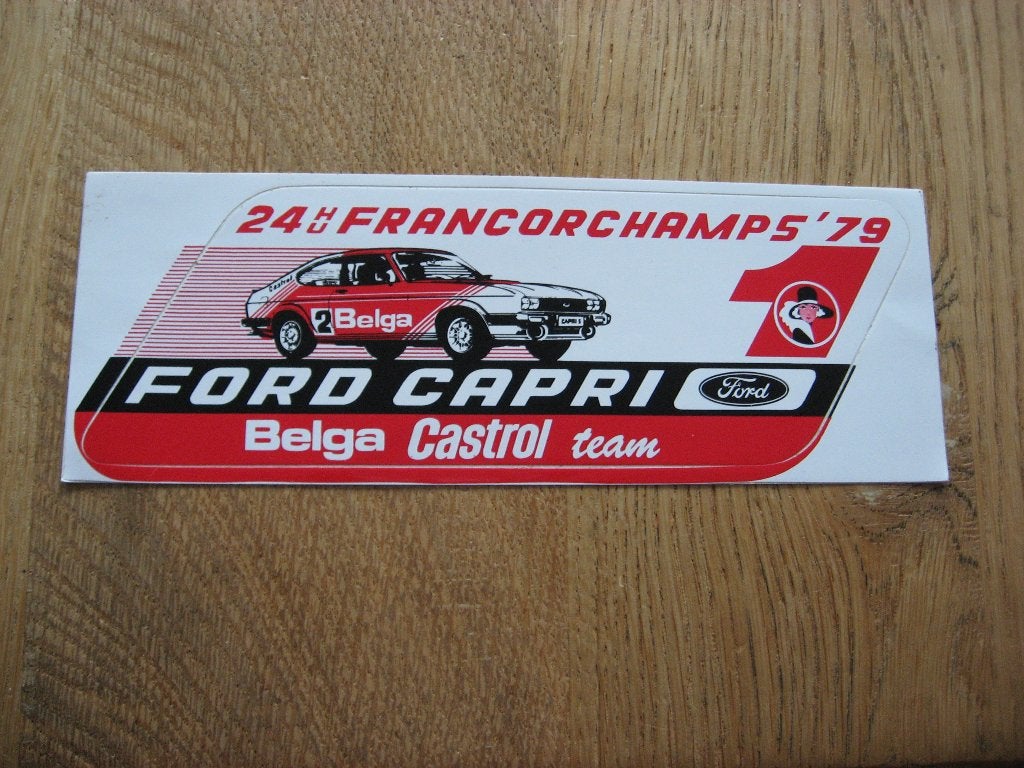 Sticker Ford Capri Belga Castrol Team 24h/u Francorchamps 79, Verzamelen, Ophalen of Verzenden, Nieuw, Auto of Motor