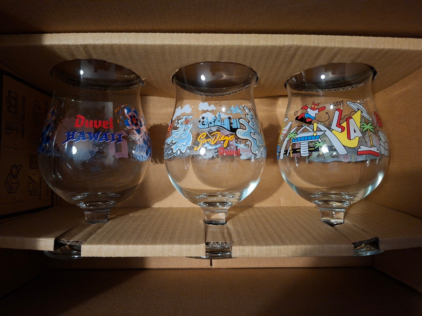 Duvel USA - Hawai, San Diega, LA (3 glazen), Ophalen, Nieuw, Glas of Glazen, Duvel
