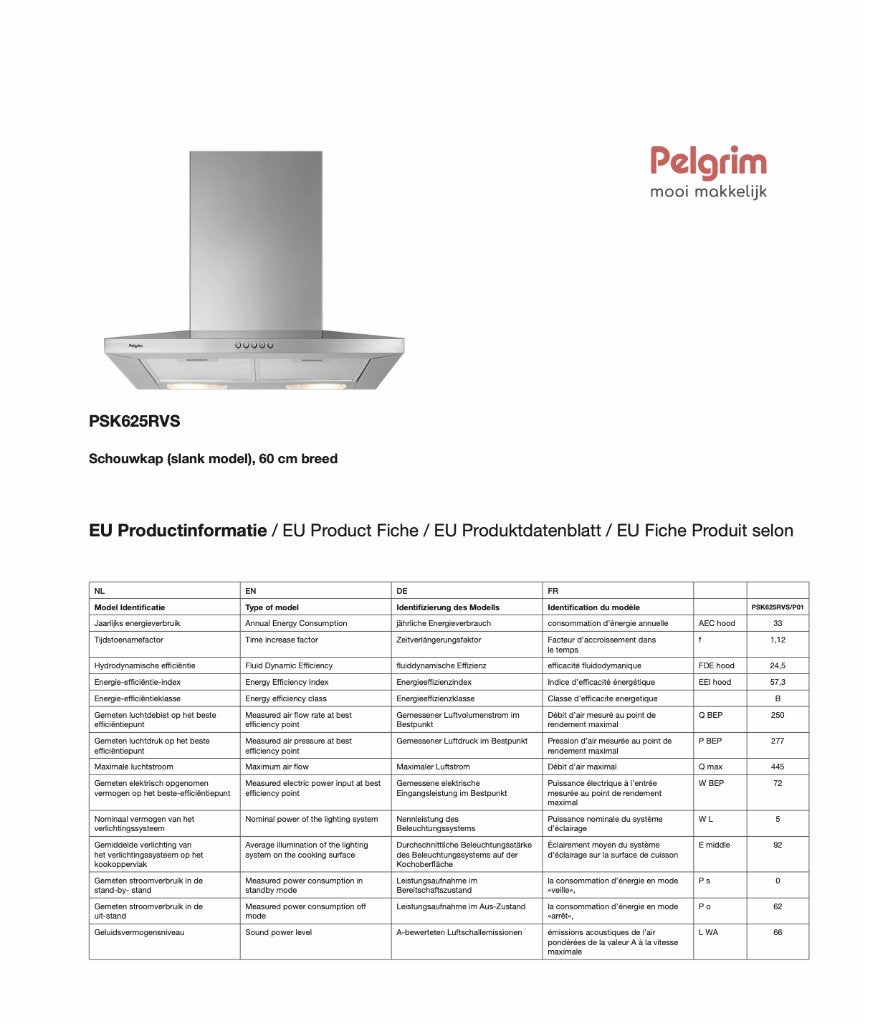 Pelgrim dampkap psk625rvs, Elektronische apparatuur, Afzuigkappen, Ophalen, Wandschouwkap, Motor, Nieuw