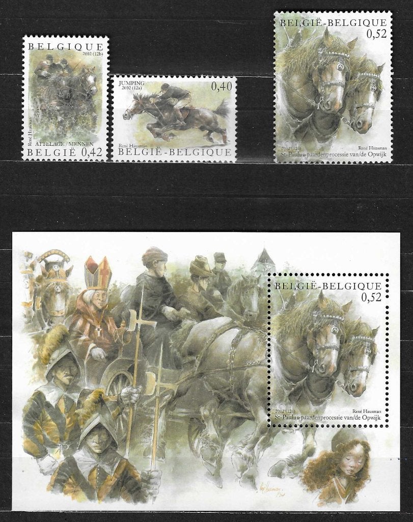 Belgique OPC 3084-86 + BL95 Chevaux **, Enlèvement ou Envoi, Non oblitéré, Neuf
