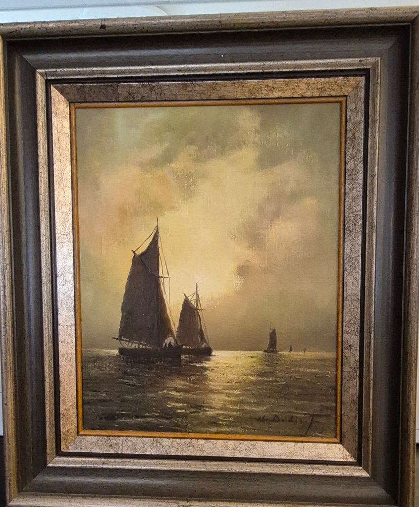 Schilderij, Ophalen, Maritiem / water, Doek, Olieverf