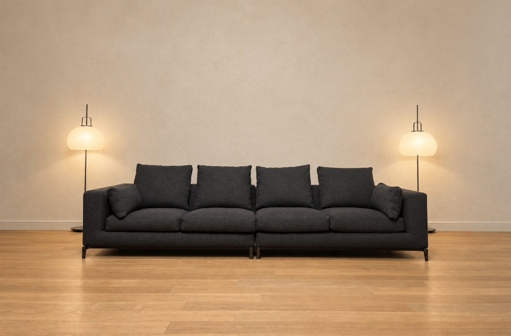 ZGAN Minotti Andersen 4-Zits + GARANTIE | NP €20.000, 100 tot 125 cm, 300 cm of meer, Zo goed als nieuw, Rechte bank