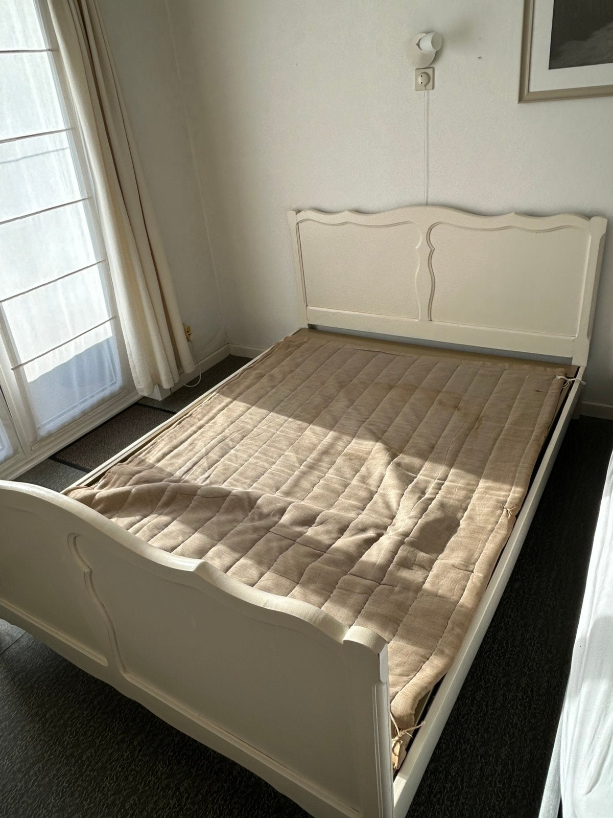 GRATIS bed 140x200, Ophalen, Gebruikt, Wit, Tweepersoons