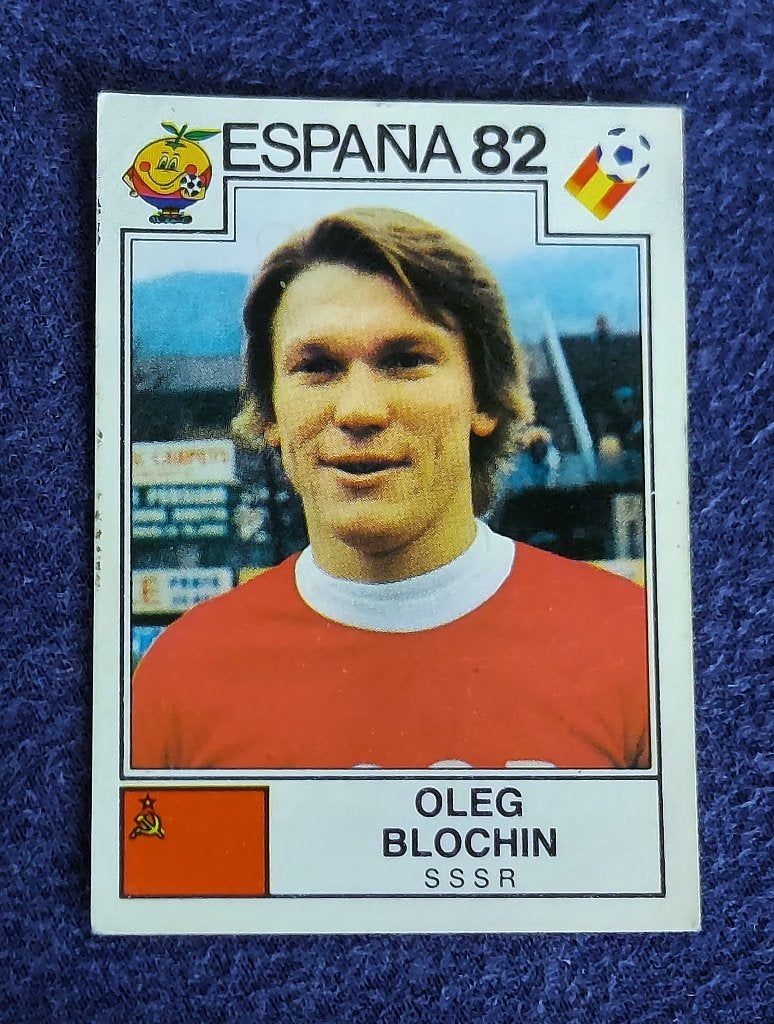 Panini sticker voetbal card ' WK Esp 1982 - Oleg Blochin ', Ophalen of Verzenden, Nieuw, Poster, Plaatje of Sticker