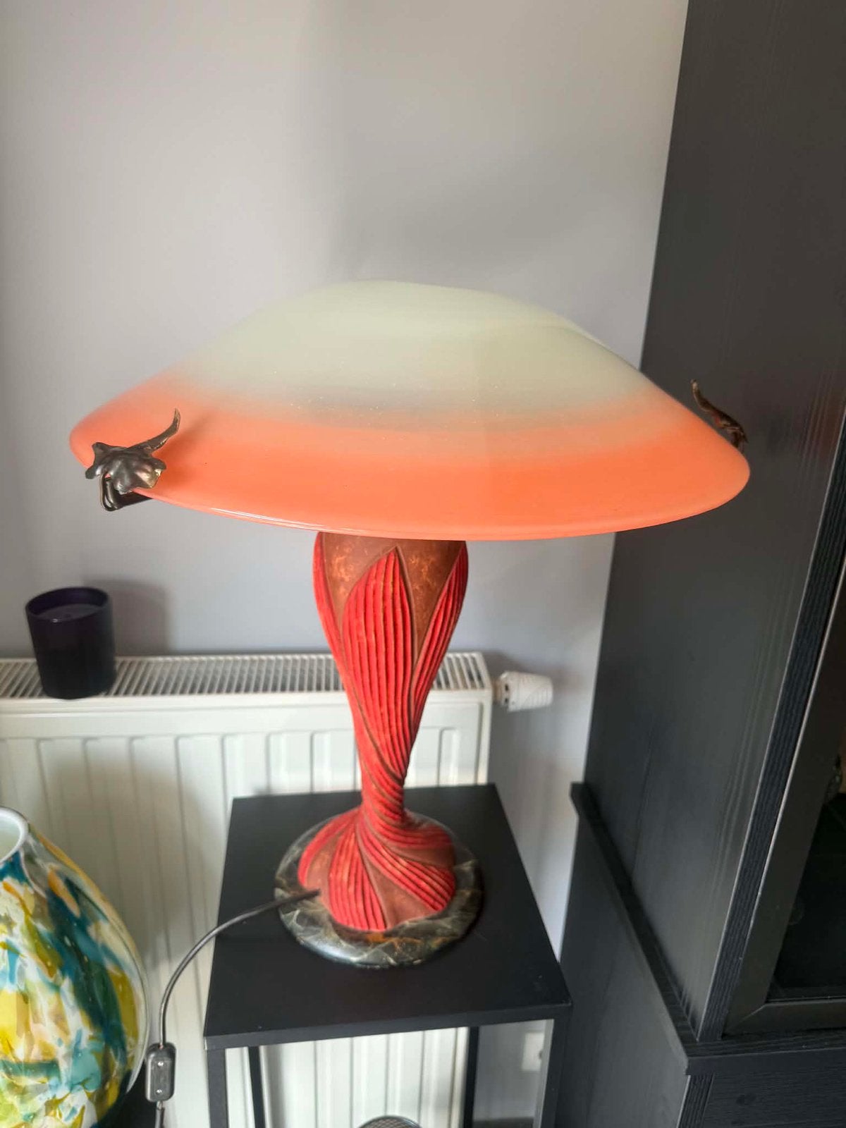 Lampe art nouveau italienne (terzani ?) avec globe en verre, Antiquités & Art, Enlèvement
