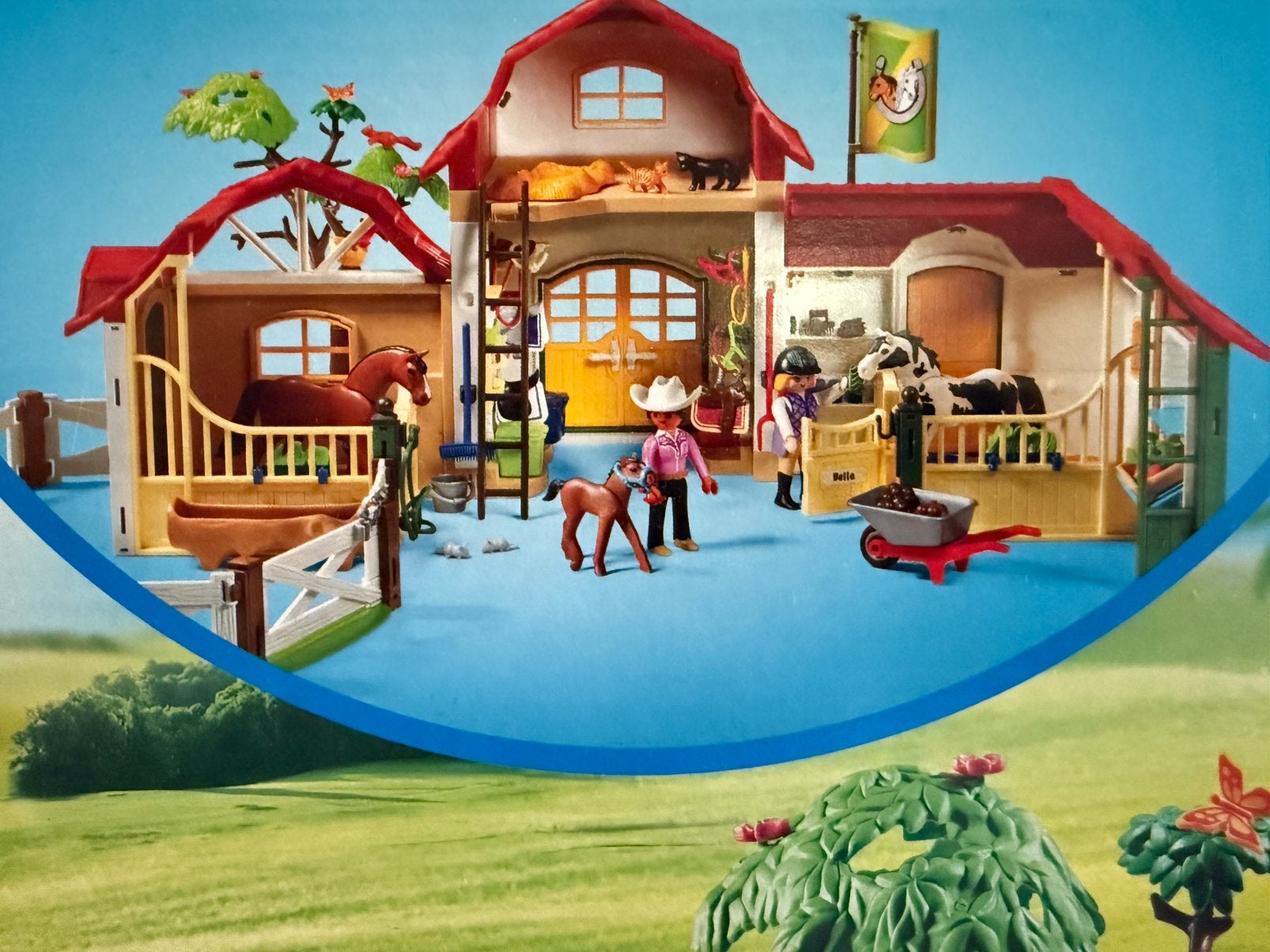 Grand manège Playmobil et roulotte, Enlèvement, Comme neuf, Country, Figurines