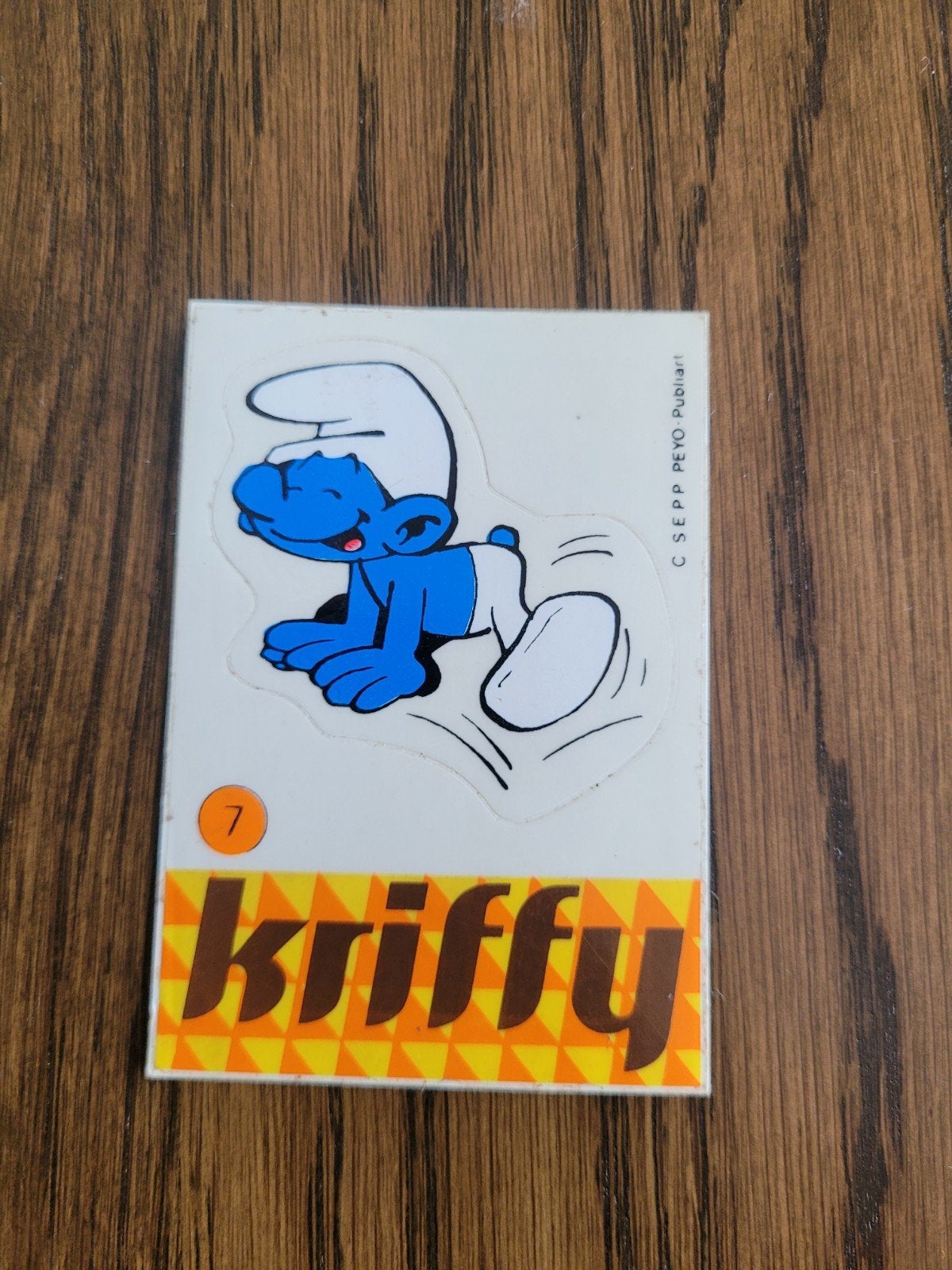 autocollant ancien Les Schtroumpfs Kriffy numéro 7, Collections, Enlèvement ou Envoi