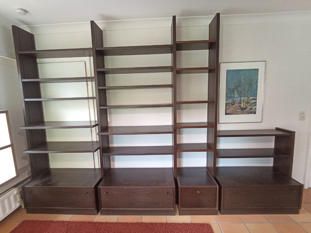 Vintage donkerbruine boekenkast, Huis en Inrichting, Ophalen, Met plank(en), Gebruikt, 200 cm of meer