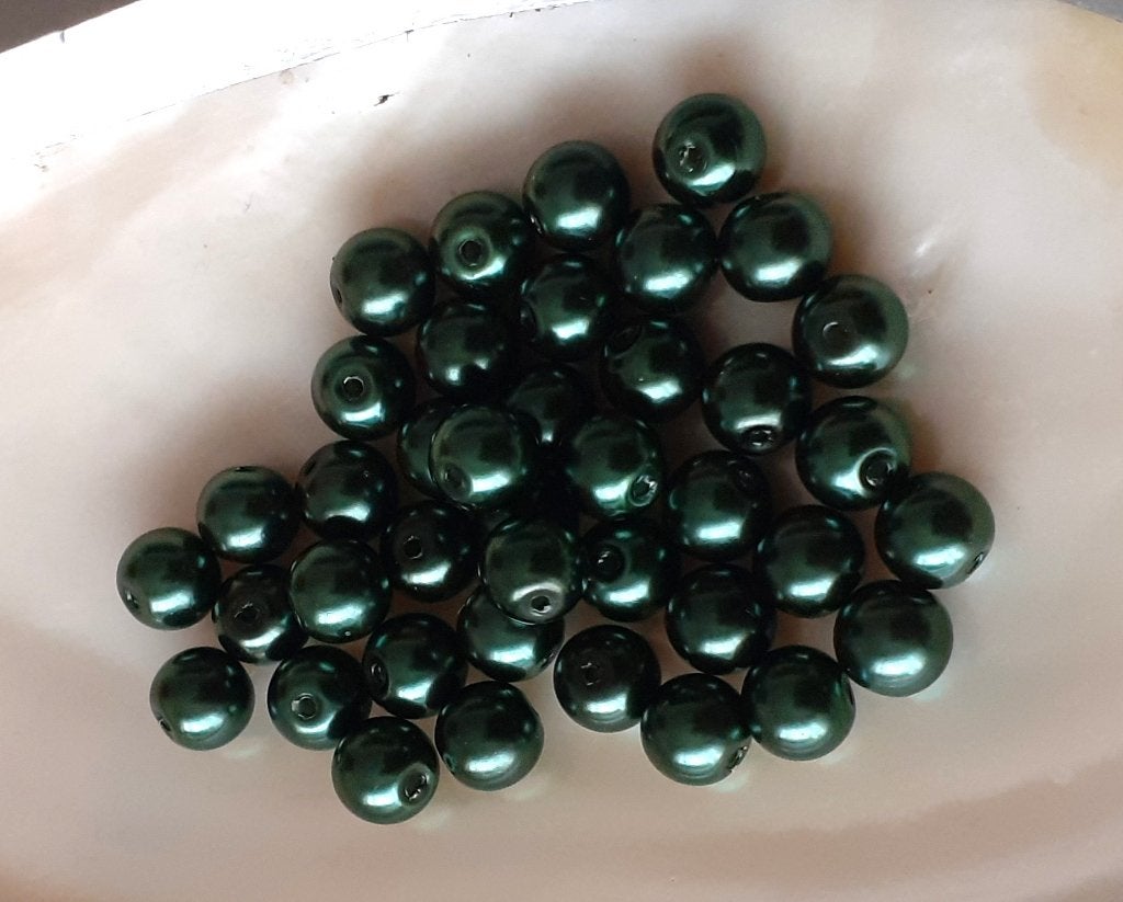 lot kralen 40 glasparels donkergroen 8mm, Enlèvement ou Envoi, Neuf, Perle