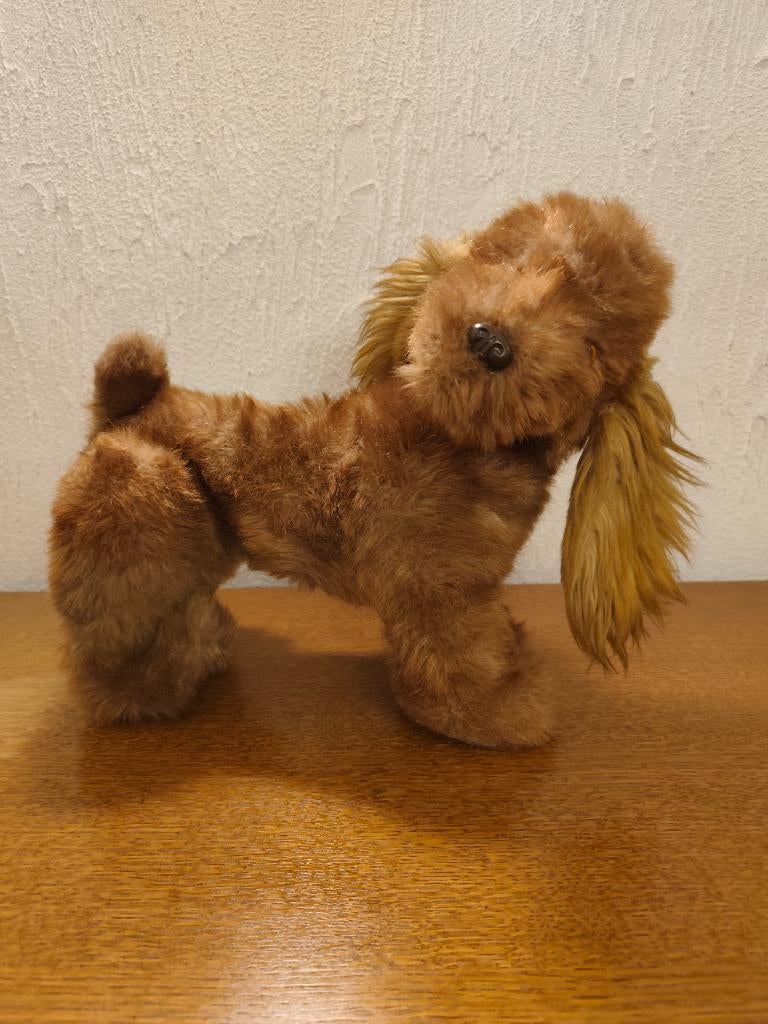 Caniche, peluche tête pivotante., Enlèvement ou Envoi, Utilisé, Chien ou Chat, Statue ou Figurine