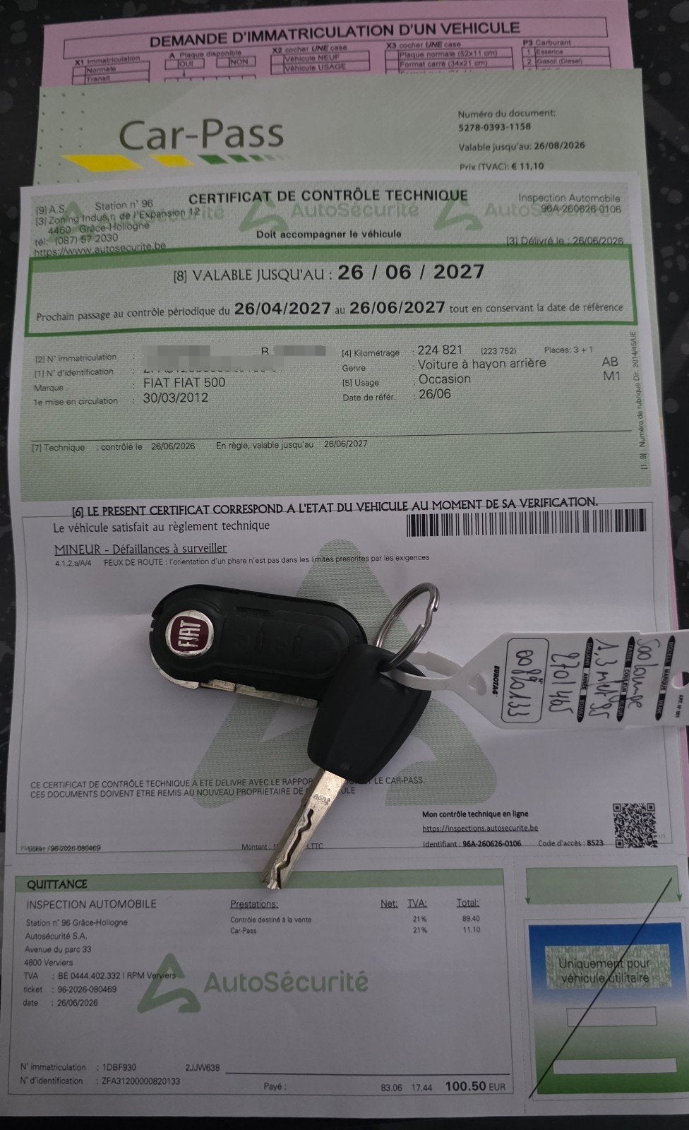 Fiat 500, Cuir, Euro 5, Achat, Boîte manuelle