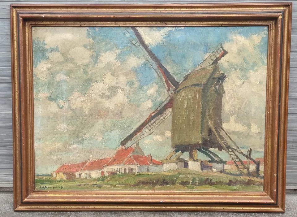 Huile sur toile moulin signe Philippe swyncop, Antiek en Kunst, Kunst | Schilderijen | Klassiek, Ophalen of Verzenden