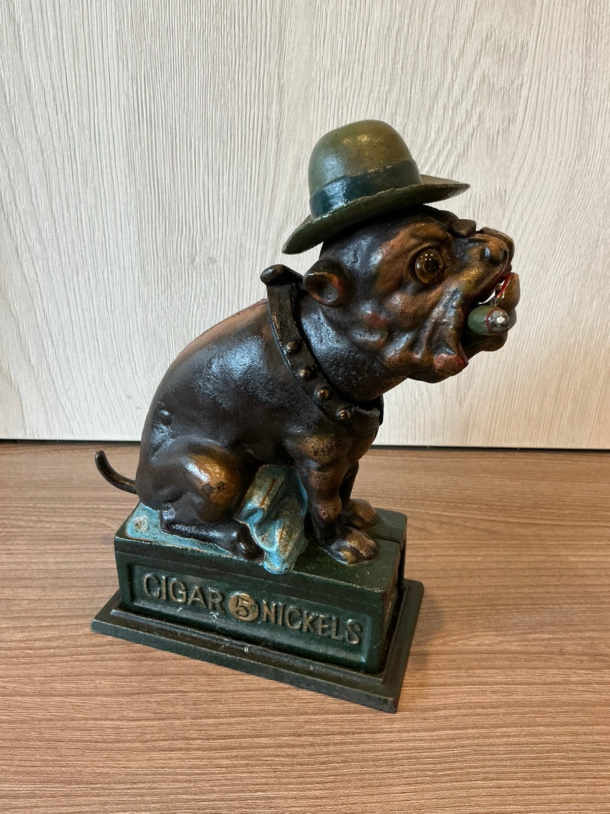 Cast iron bank bulldog cigars, Antiek en Kunst, Ophalen of Verzenden