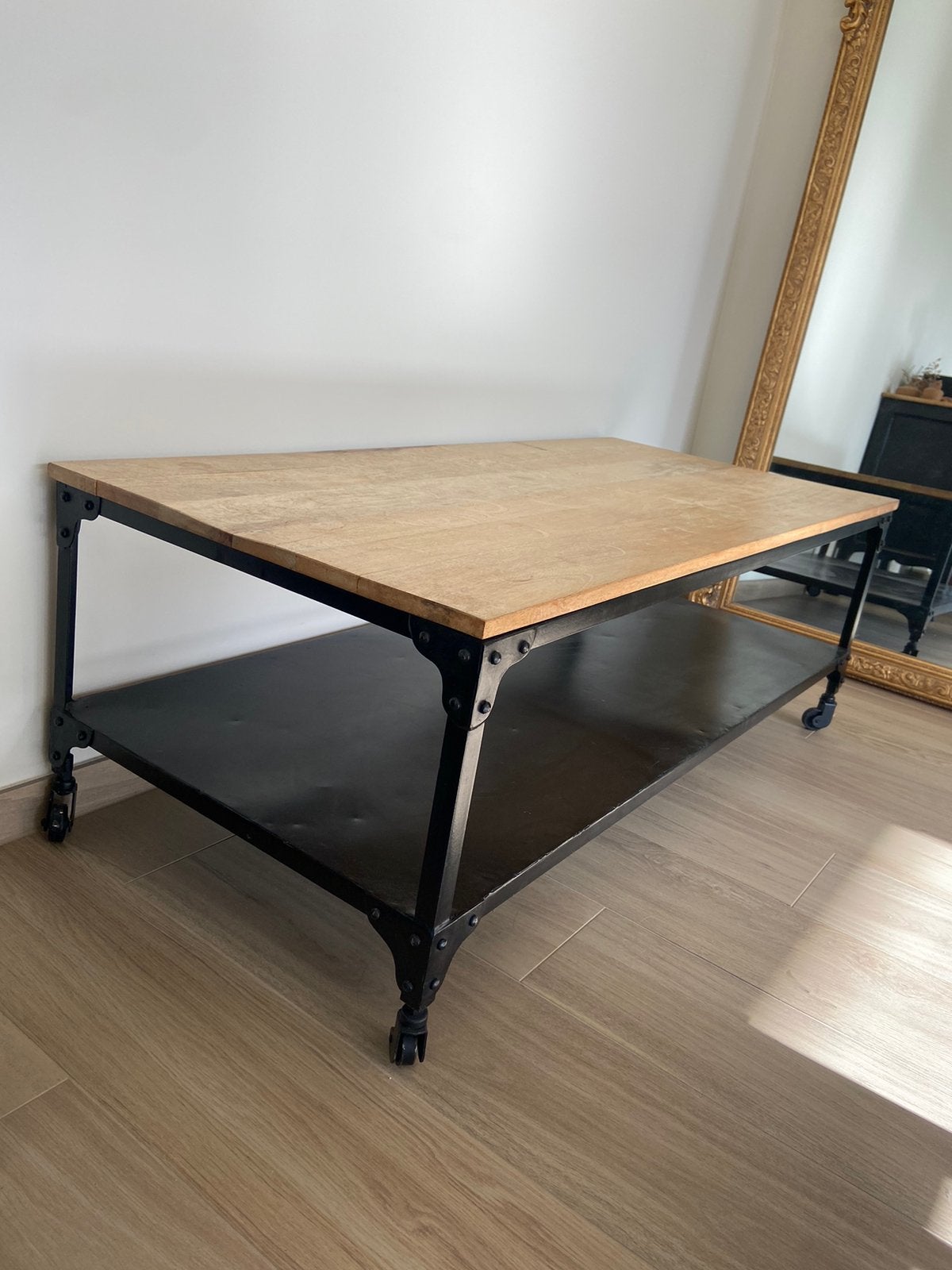 Salontafel (industrieel - hout), Huis en Inrichting, Ophalen, Gebruikt, 100 tot 150 cm, 50 tot 100 cm