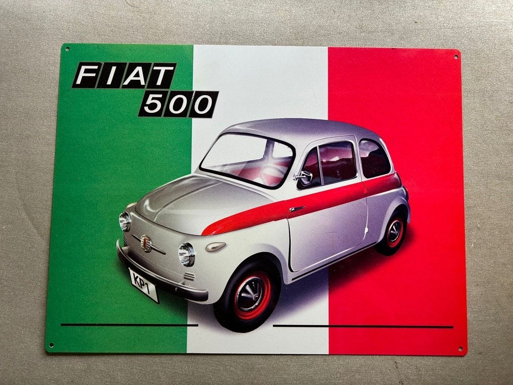 Objet publicitaire: plaque Metal FIAT500, Collections, Marques & Objets publicitaires, Enlèvement, Comme neuf, Panneau publicitaire