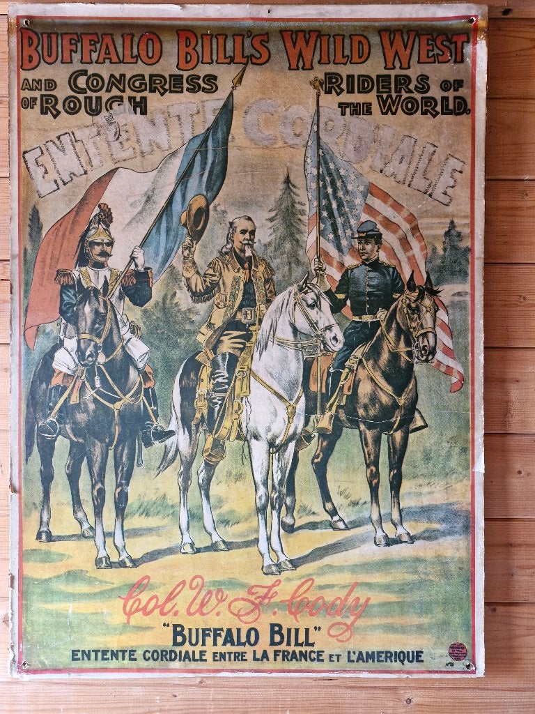 grote vintage Buffelo Bill affiche, Publicité, Rectangulaire vertical, Enlèvement, Utilisé