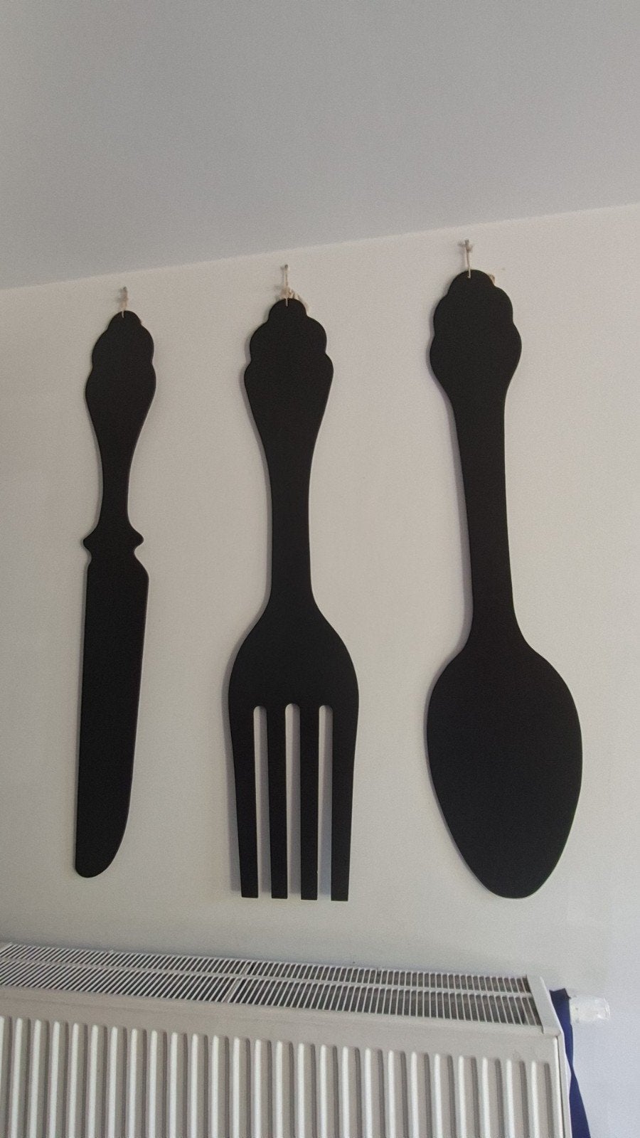 ​Set de 3 couverts géants décoratifs pour cuisine ou salle à, Enlèvement, Comme neuf, Bois