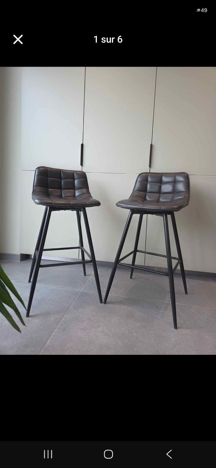 2 tabourets simili cuir h65, 2 tabourets, Enlèvement, Cuir
