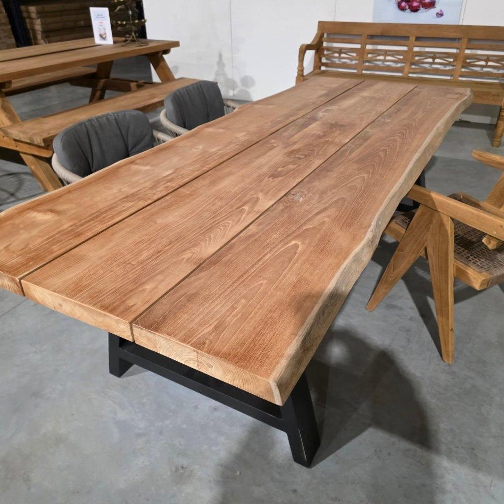 Boomstam tuintafel in teakhout nu €1345, Ophalen, Nieuw, Teakhout