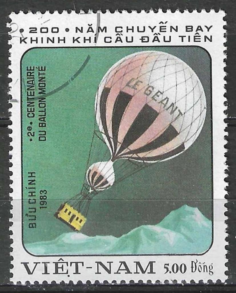 Vietnam 1983 - Yvert 399 - Ballonnen - 5 d. (ST), Verzenden, Gestempeld