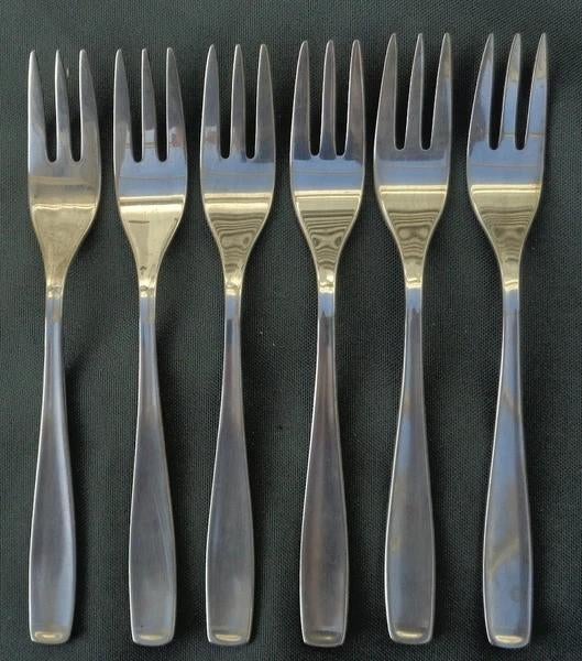 WMF Berlin 90 Lot de 6 fourchettes à gâteau en métal argenté, Envoi, Comme neuf, Ensemble de couverts
