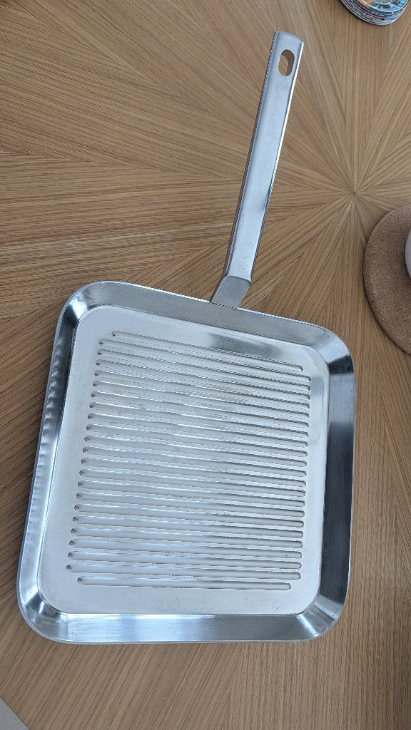 Demeyere grillpan 28x28, Huis en Inrichting, Keuken | Potten en Pannen, Gebruikt, Inox, Demeyere, Ophalen