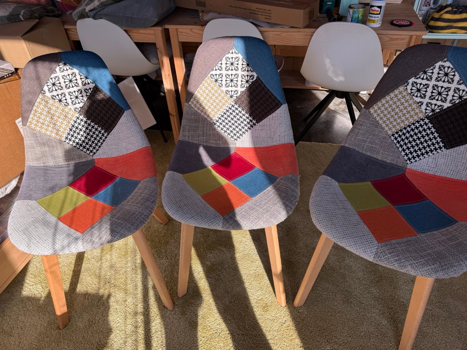 4 Deco patch stoelen, Huis en Inrichting, Stoelen, Ophalen, Overige kleuren, Drie, Zo goed als nieuw