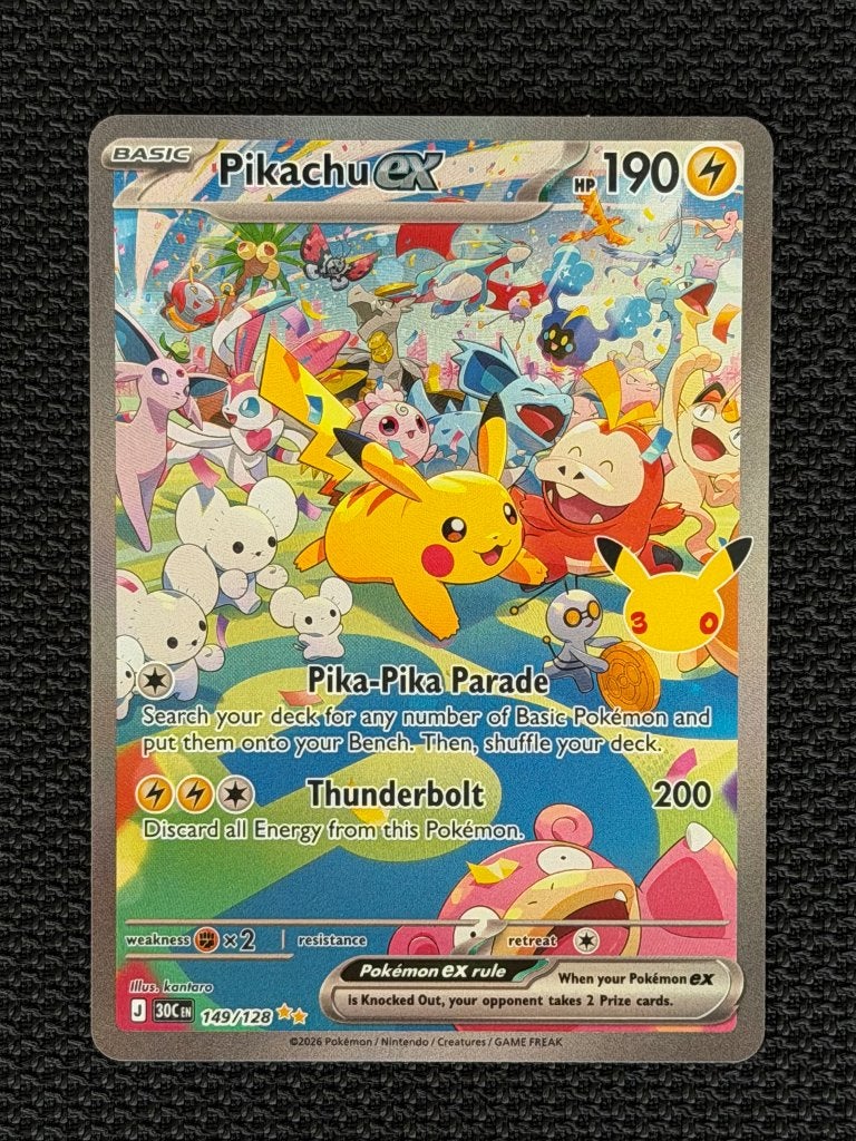 Pikachu Ex 149/128 30th, Ophalen, Nieuw, Losse kaart, Foil