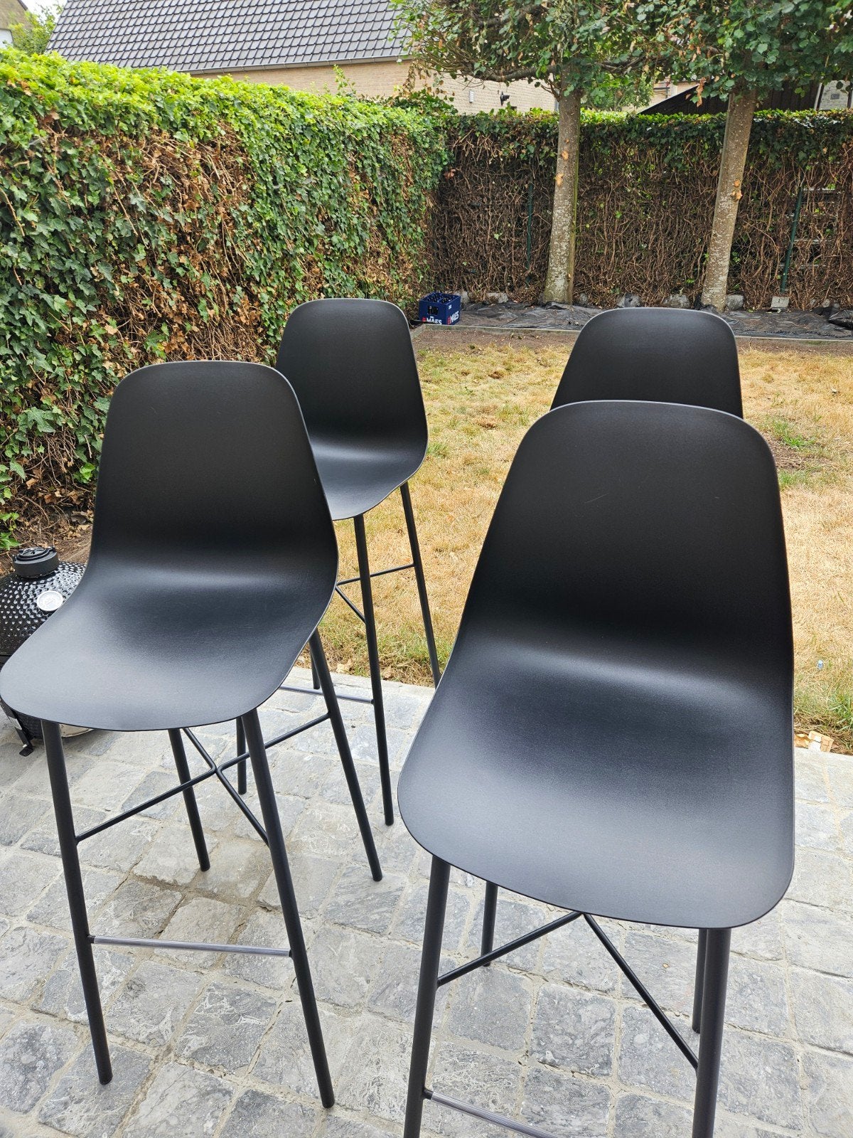 4 zwarte barkrukken, Maison & Meubles, Tabourets de bar, Enlèvement
