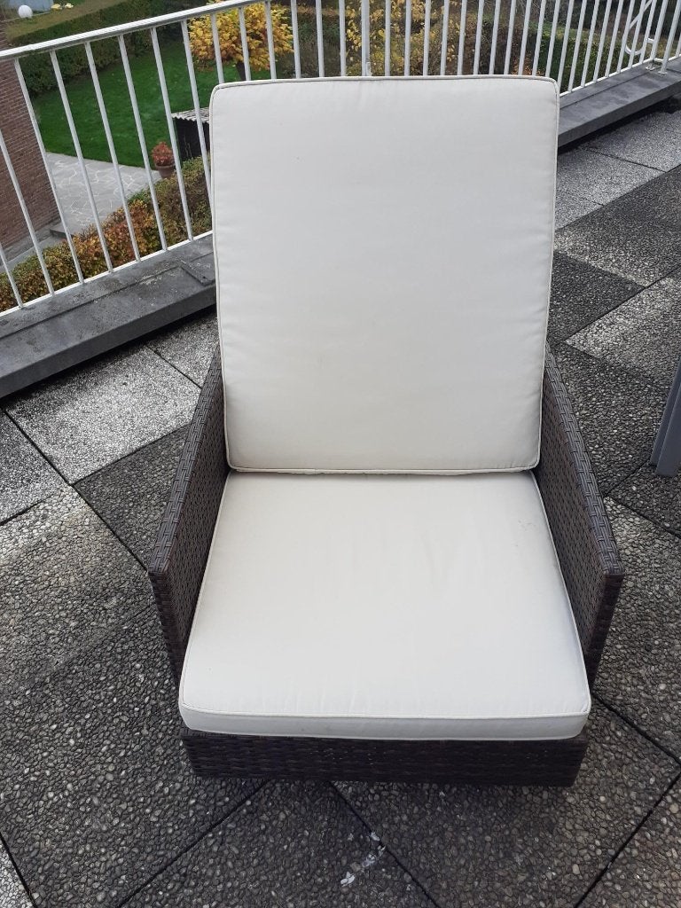 Fauteuil terrasse et jardin polyrotin marron, Jardin & Terrasse, Chaises de jardin, Utilisé, Synthétique, Ajustable, Enlèvement
