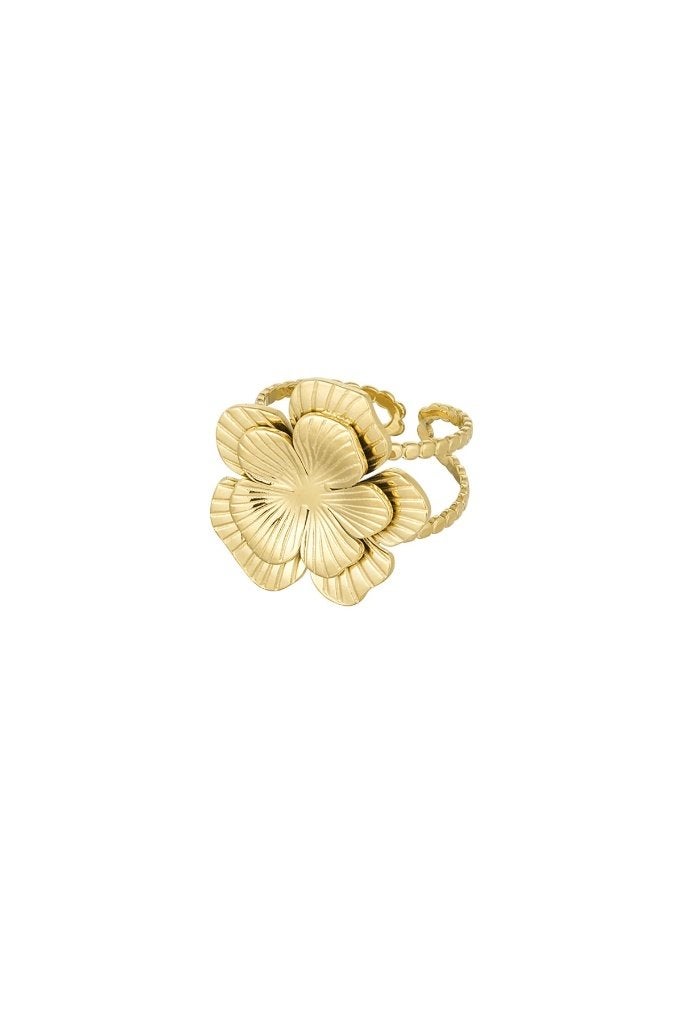 ring met verstelbare grote bloem, IJzer of Staal, Nieuw, Ophalen of Verzenden, Dame