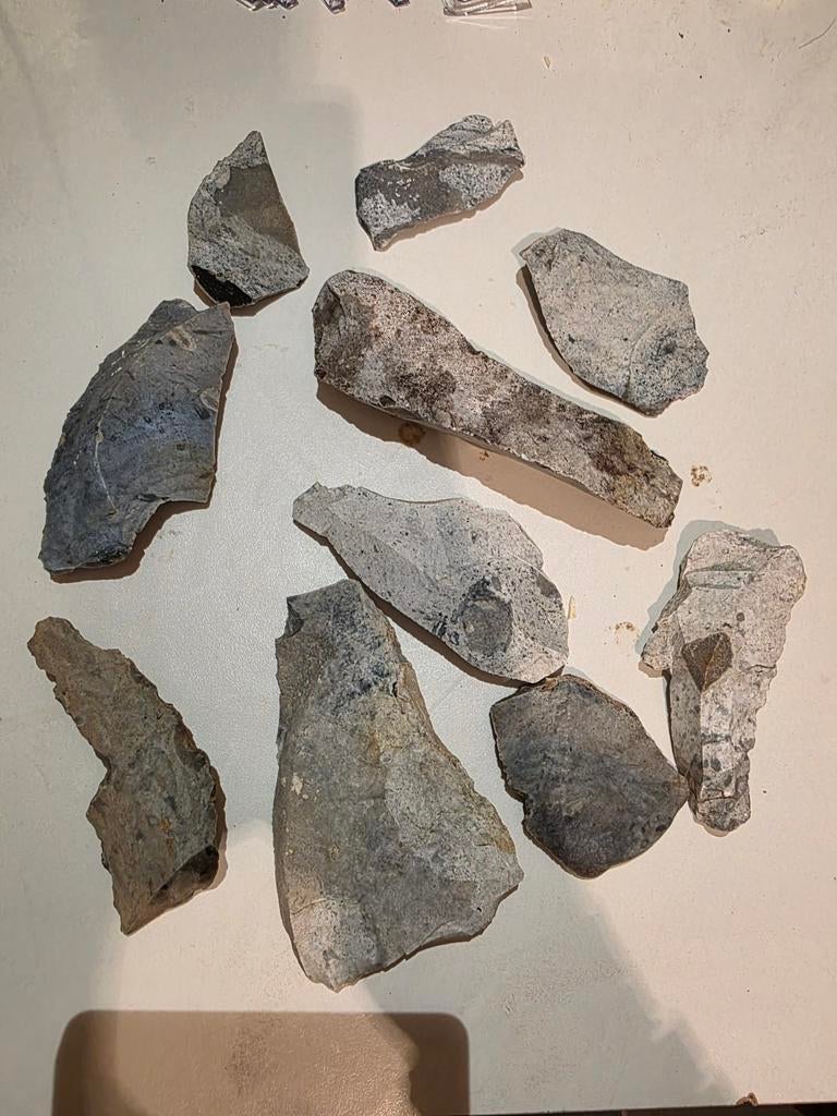 Ensemble de 10 outils préhistoriques (lithiques) de Belgique, Enlèvement ou Envoi, Fossile