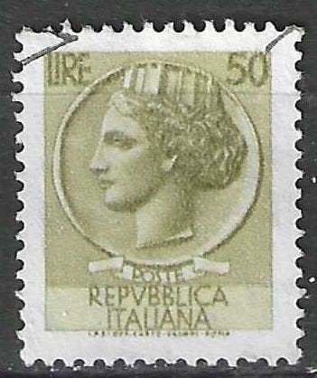 Italie 1968/1972 - Yvert 1002 - Munt van Syracuse 50 l. (ST), Postzegels en Munten, Verzenden, Gestempeld
