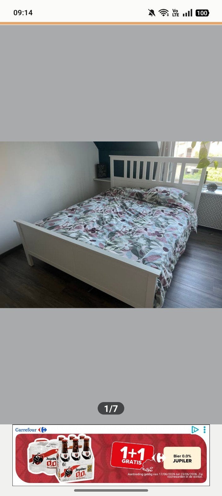 Witte ikea hemnes bed in goede staat 160200, Ophalen of Verzenden