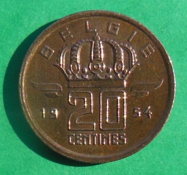 1954 20 centimes "Mineur" en Nl, Envoi, Métal, Monnaie en vrac