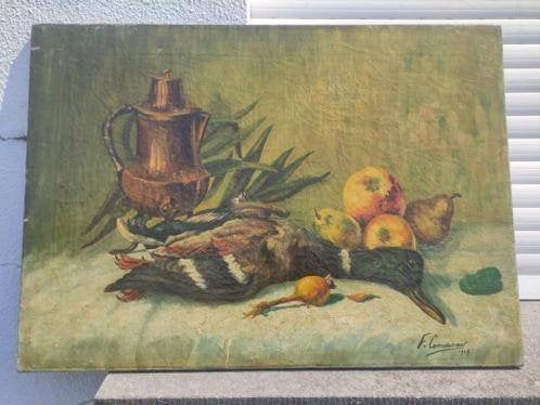 huile sur toile nature morte signe f coenderaet 1927, Antiquités & Art, Enlèvement ou Envoi, Nature morte, Toile