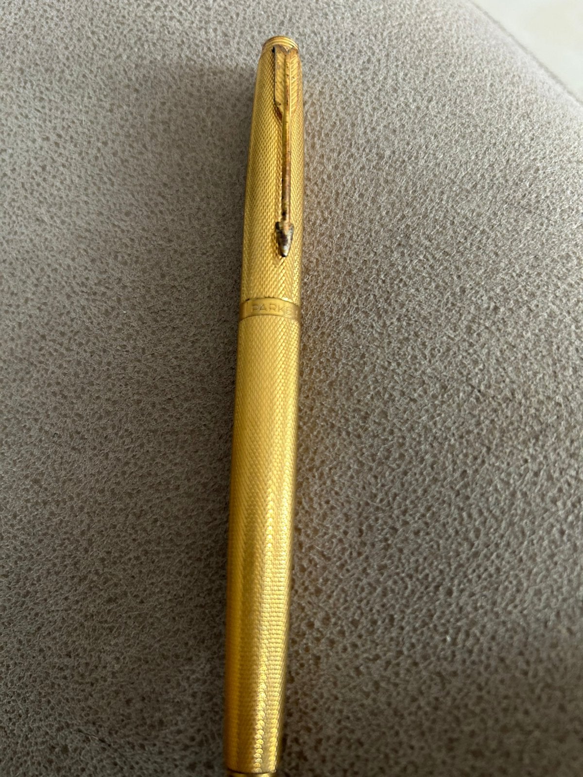 Vintage Parker vulpen goudkleurig – 14K gouden penpunt, Enlèvement ou Envoi, Utilisé, Stylo, Parker