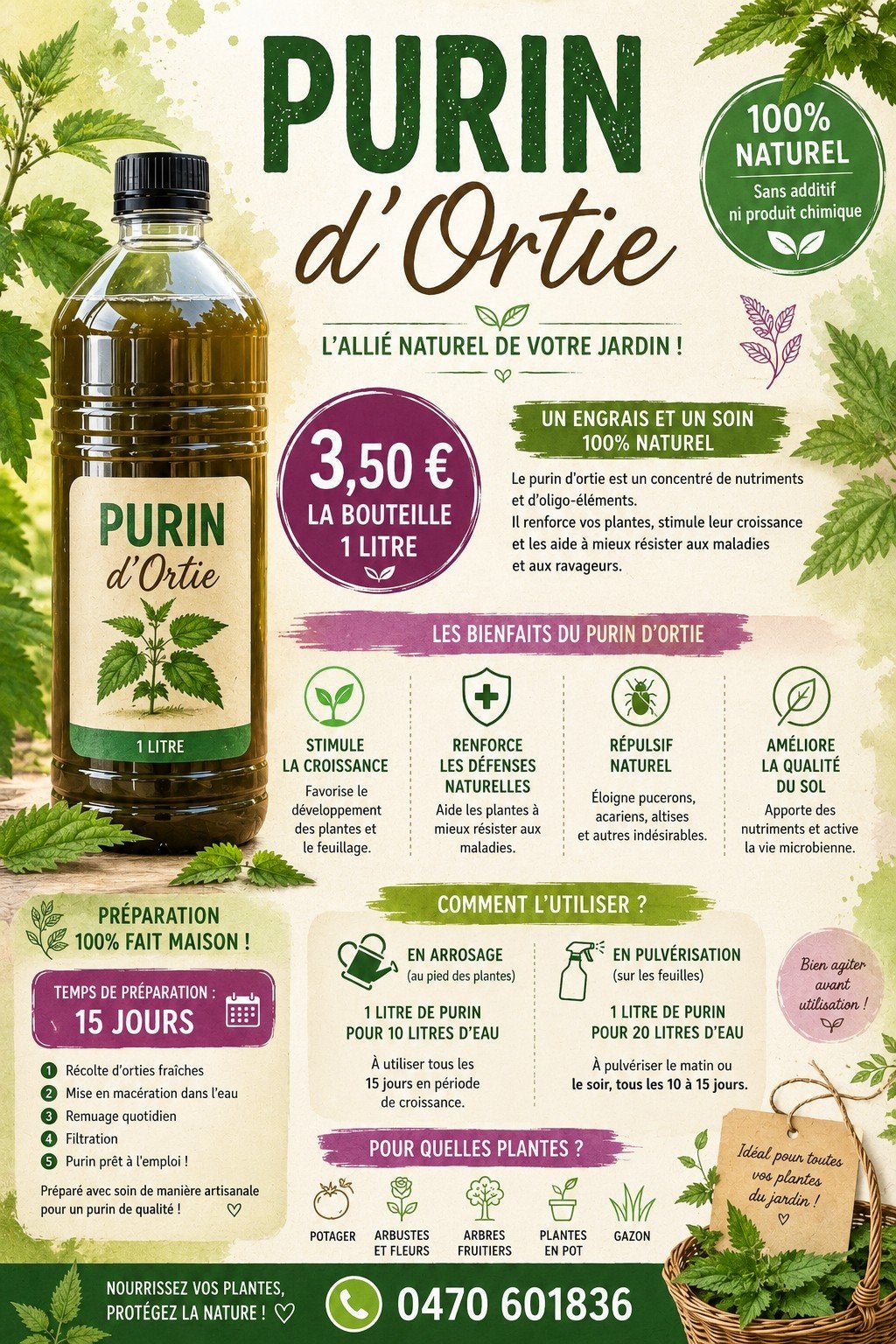 BRANDNETELMEST 1L 3,5€, Ophalen