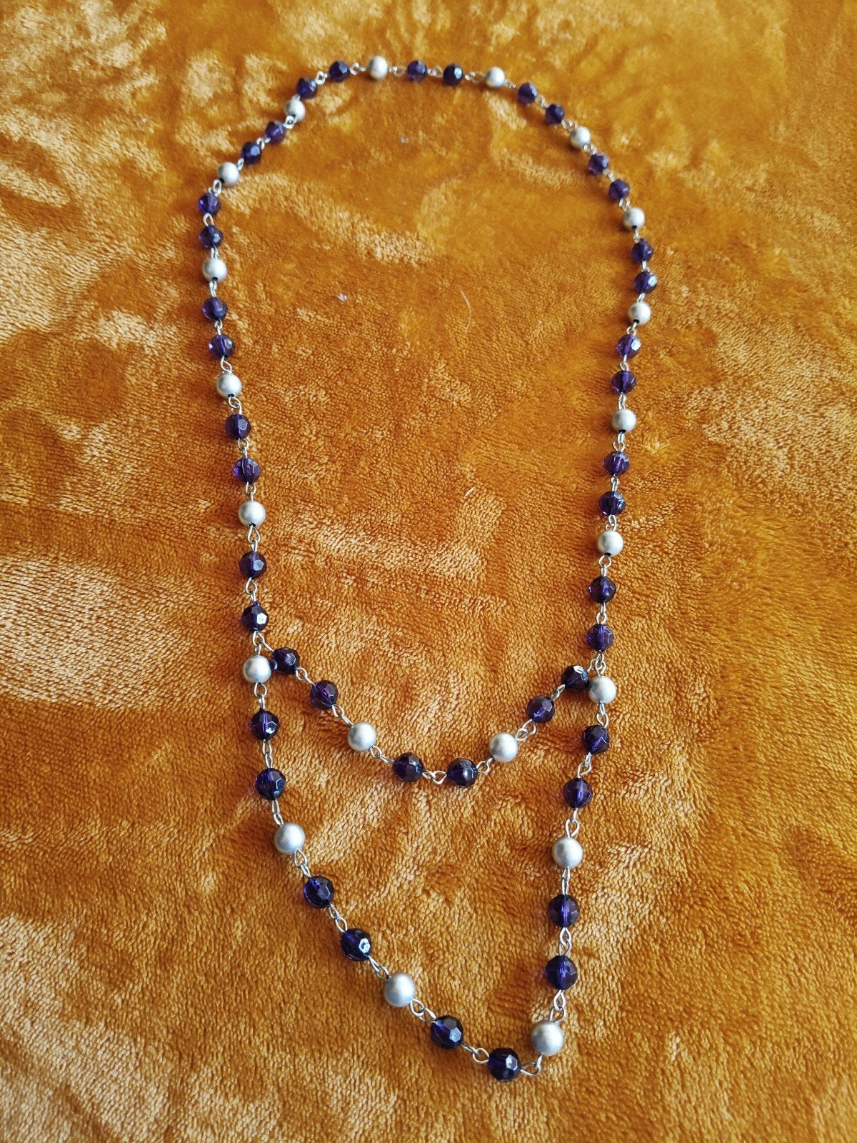 Kralenketting zilver / paars, Enlèvement, Comme neuf, Violet, Autres matériaux