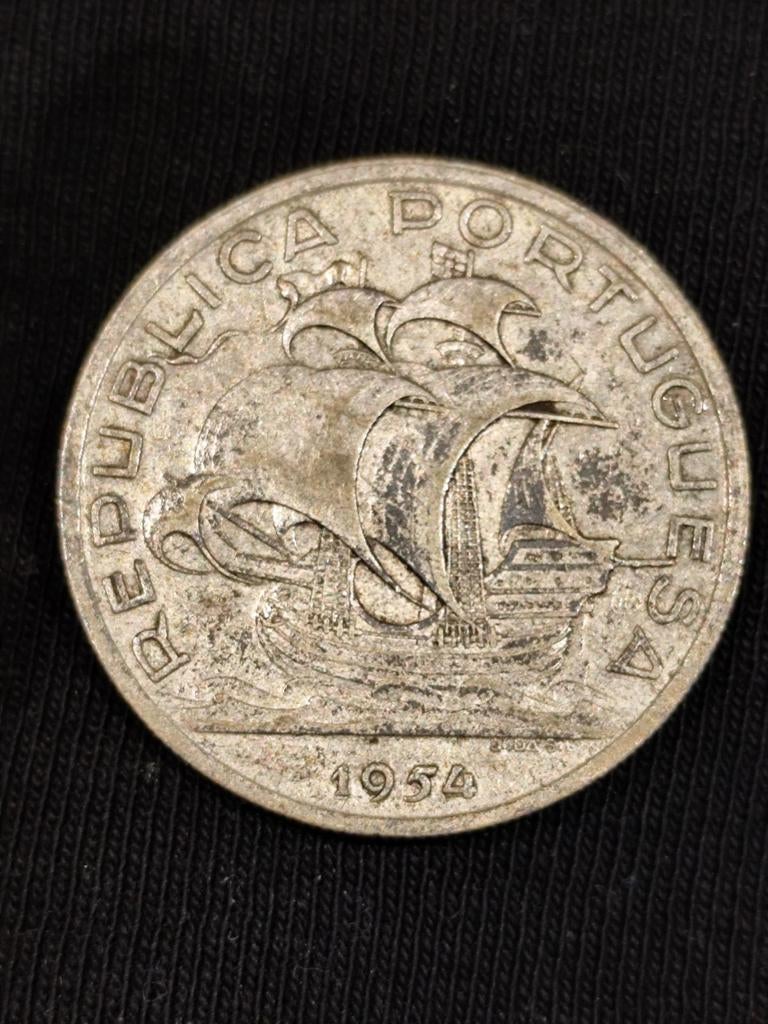 Pièce Argent 10 Escudos Portugal 1954 - Caravelle, Enlèvement ou Envoi, Argent