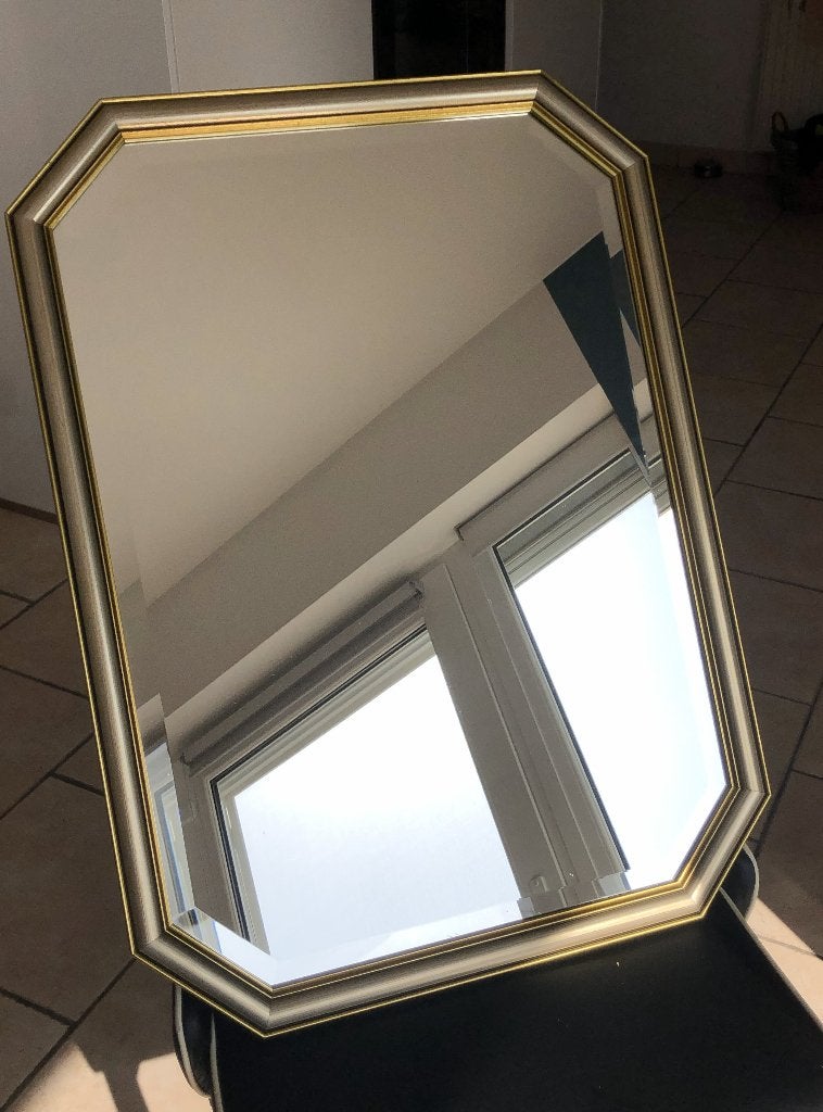Superbe miroir biseauté avec dorure 56X76 cm impec., Moins de 100 cm, Comme neuf, Enlèvement, 50 à 75 cm