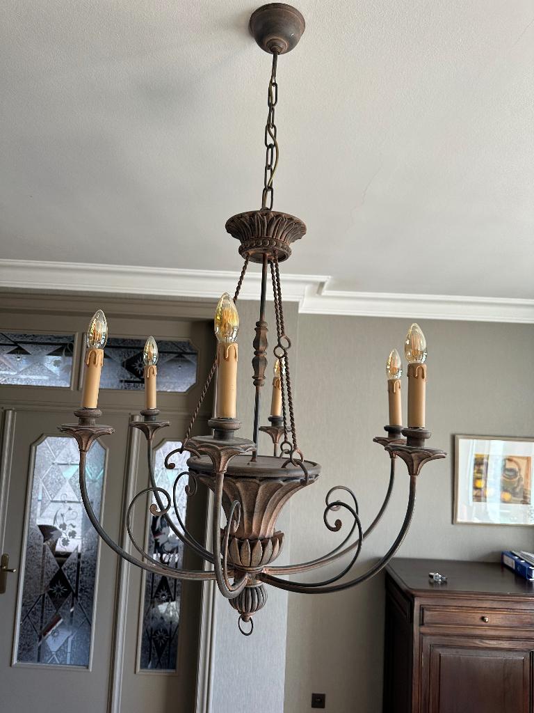 Luster 6 armen, Ophalen, Zo goed als nieuw, Metaal, Landelijk