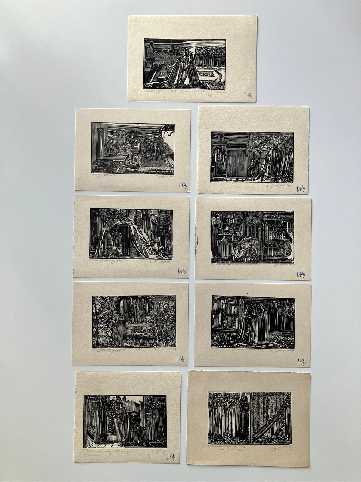 9 houtsneden Jos Hendrickx (1906-1971) St. Franciscus, Ophalen