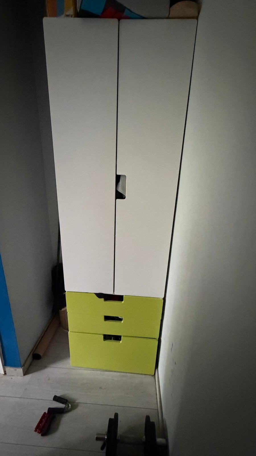 Armoire / Garde-robe enfant IKEA STUVA – Blanc et Vert, Enlèvement, Utilisé, Pin