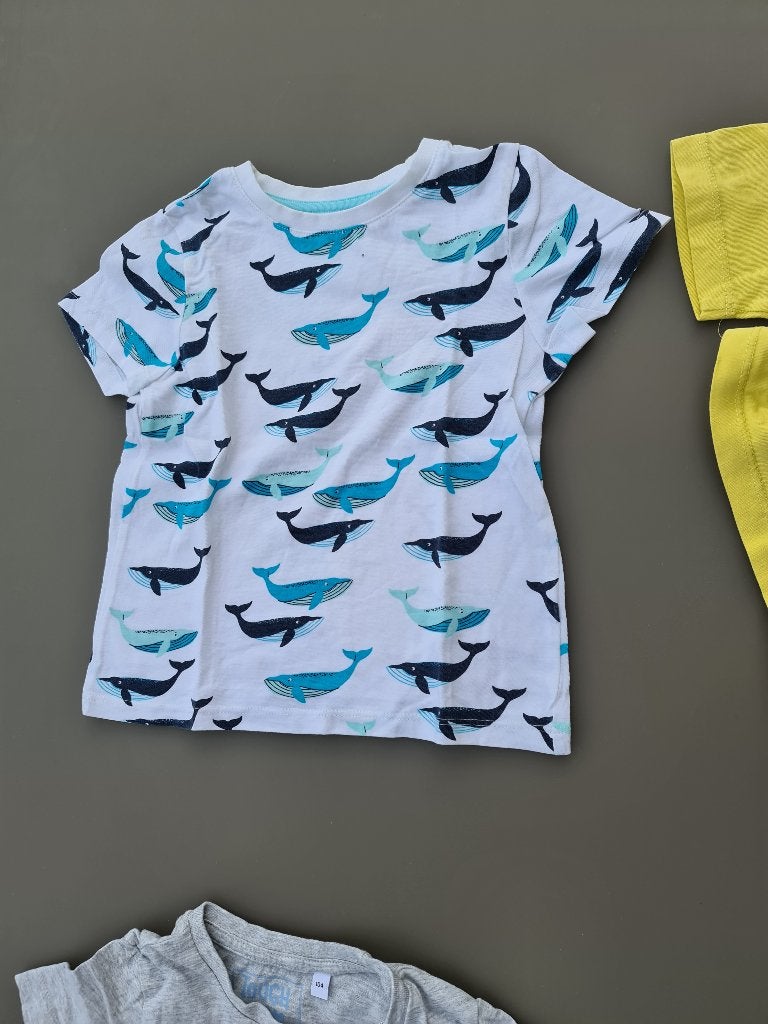 wit t-shirt met walvissen, CA, 104, Enfants & Bébés, Vêtements enfant | Taille 104, Enlèvement, Comme neuf