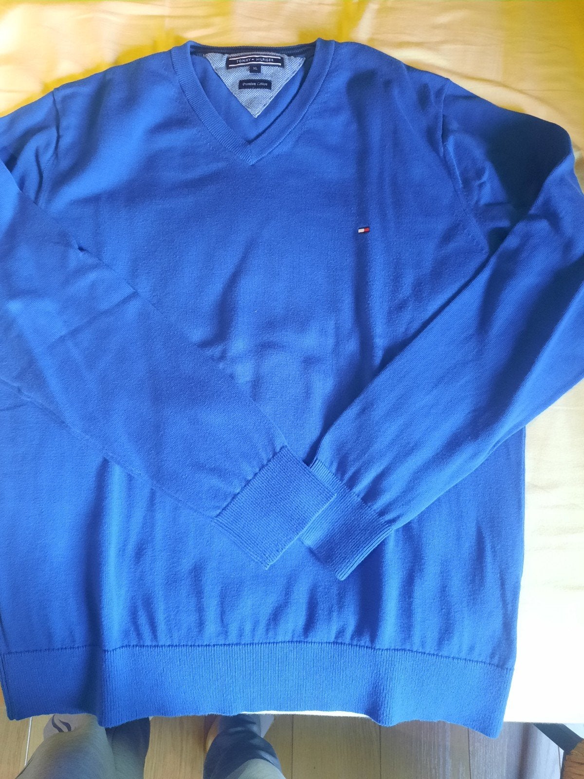 Trui Tommy hilfiger blauw vhals xl, Kleding | Heren, Truien en Vesten, Blauw, Maat 56/58 (XL), Ophalen of Verzenden, Zo goed als nieuw