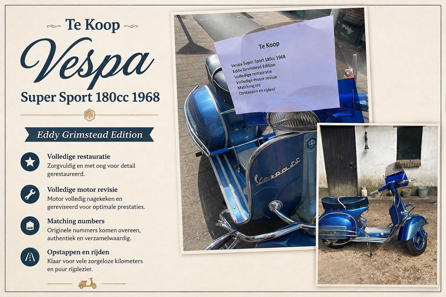 Vespa 180 cc 1968, Ophalen, 1 cilinder, 11 kW of minder