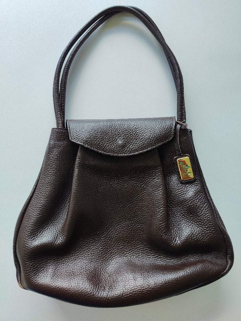 Lederen handtas, Handtassen en Accessoires, Tassen | Damestassen, Ophalen of Verzenden, Gebruikt, Bruin, Handtas