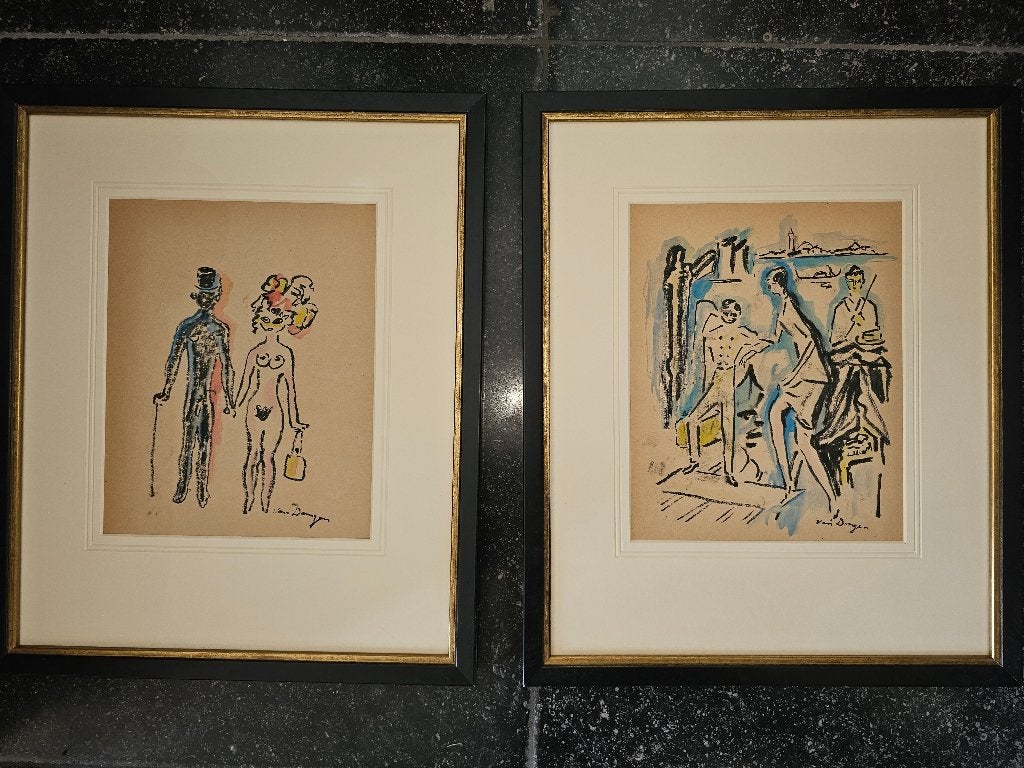2 Werken van Kees van Dongen  Aquarel, Antiek en Kunst, Ophalen, Gesigneerd, Aquarel