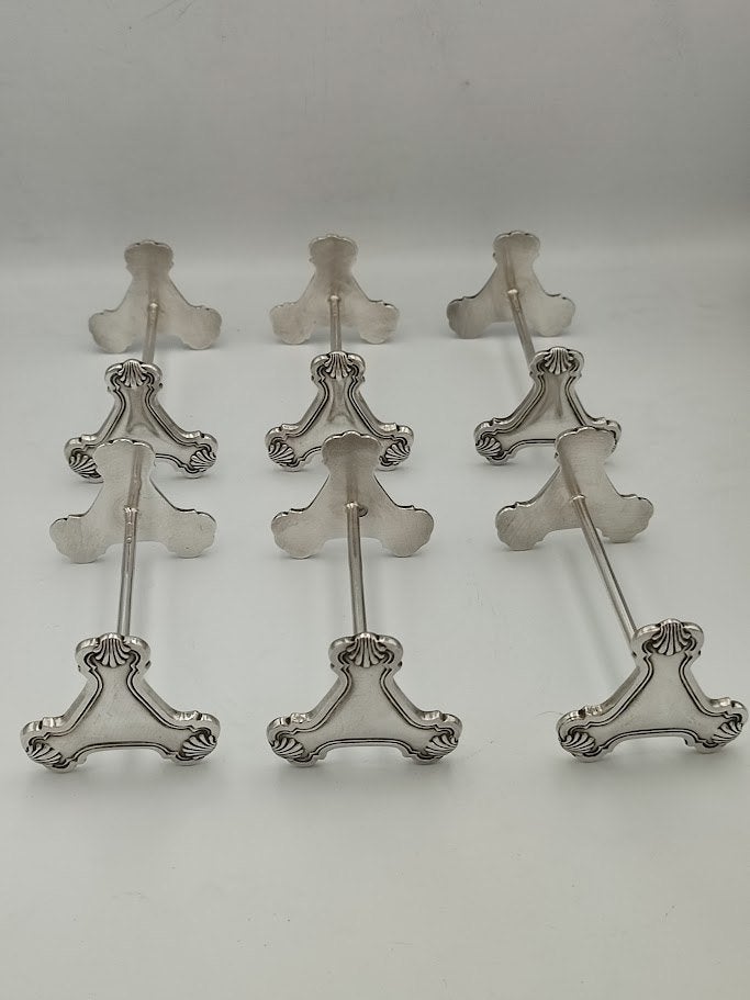 6 porte-couteaux Wiskemann en métal argenté — style rococo, Enlèvement ou Envoi, Argent